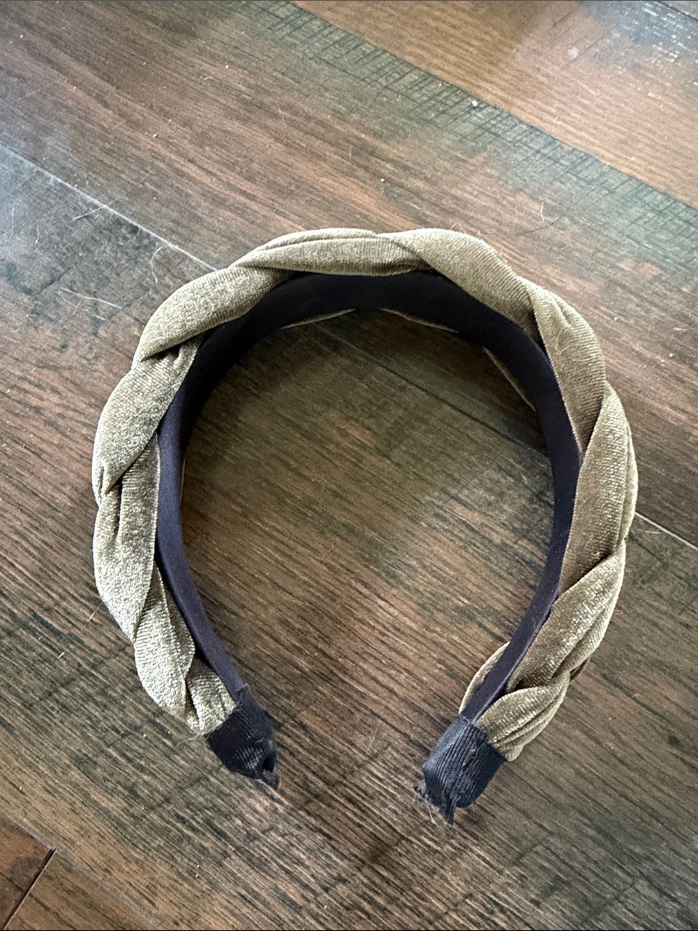 Braided Velvet Headband in Olive Green